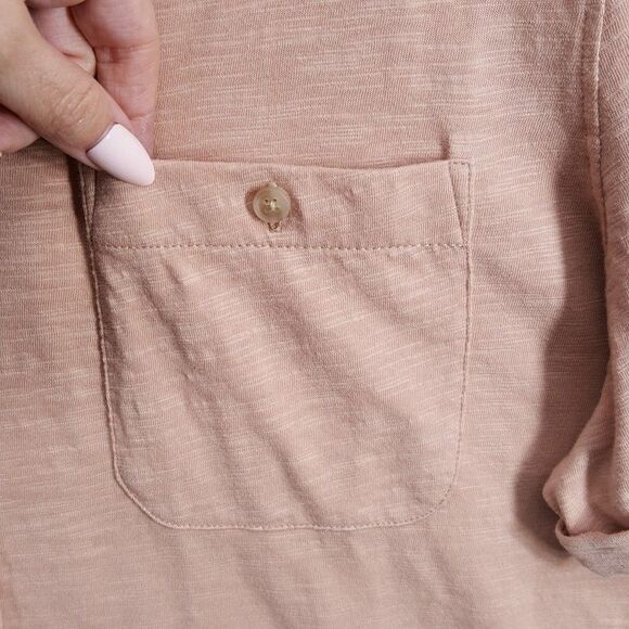 PAIGE Shirt Mens Large Muted Pink Tan Button Roll Tab Cotton Slub BRAYDEN $149 - Picture 4 of 10